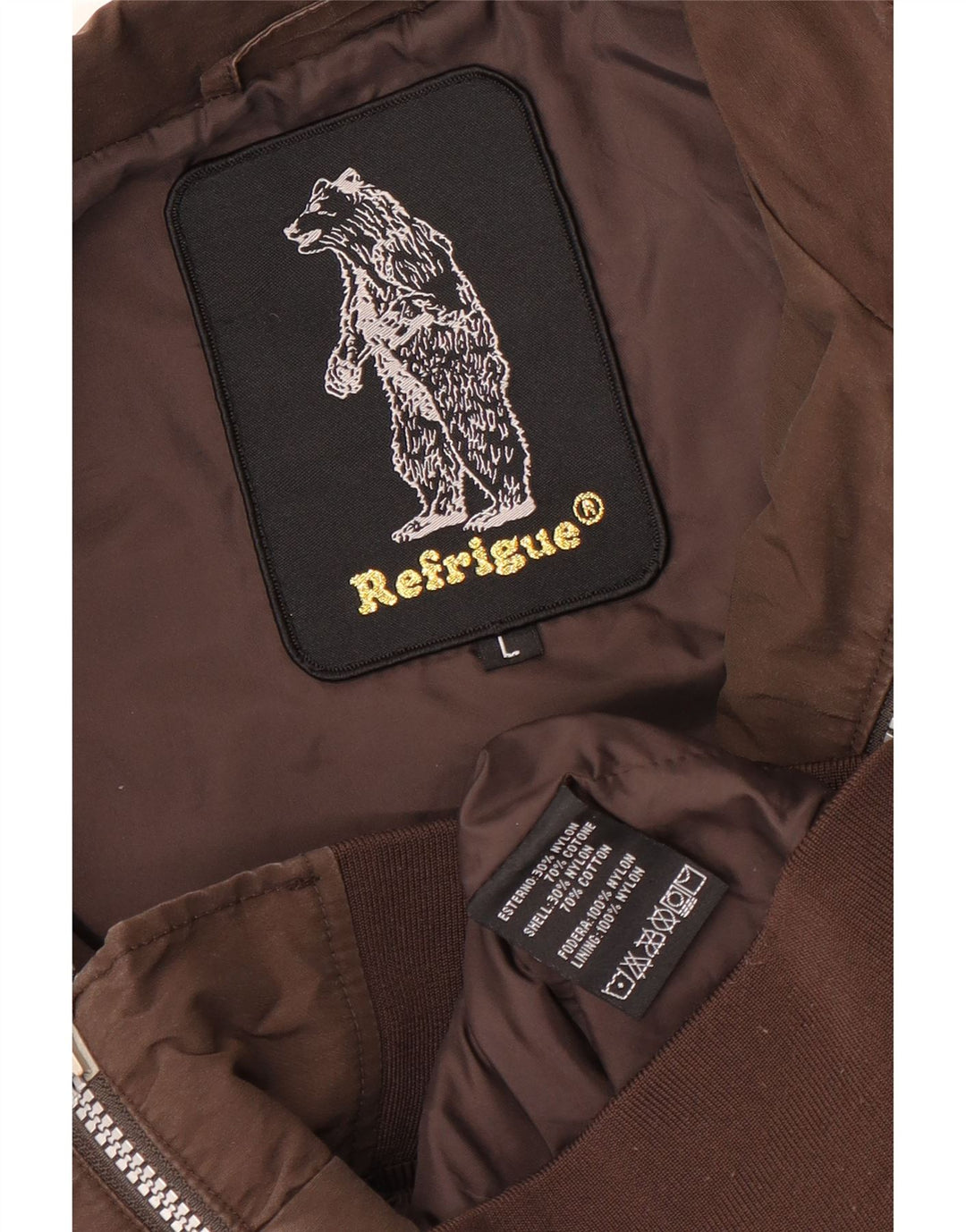 Refrigue Herre Bomber Jacket UK 40 Stor Brun Nylon