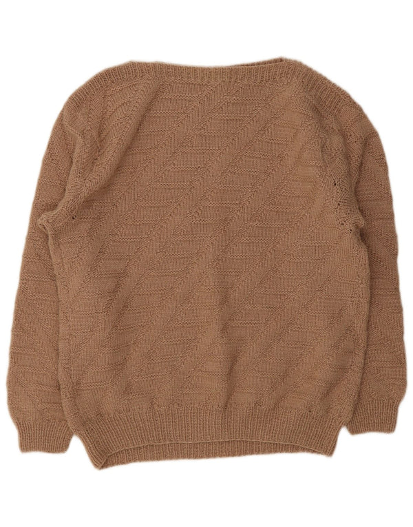 Vintage Dame Boat Neck Jumper Sweater UK 14 Large Brown