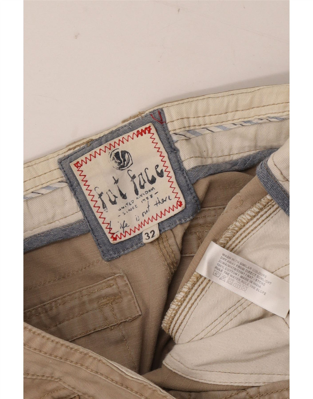 FAT FACE Herre Cargo Shorts W32 Medium Beige Bomuld