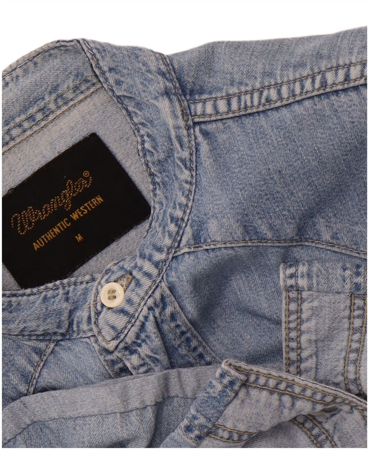 Wrangler kortærmet denimskjorte til mænd mellemblå