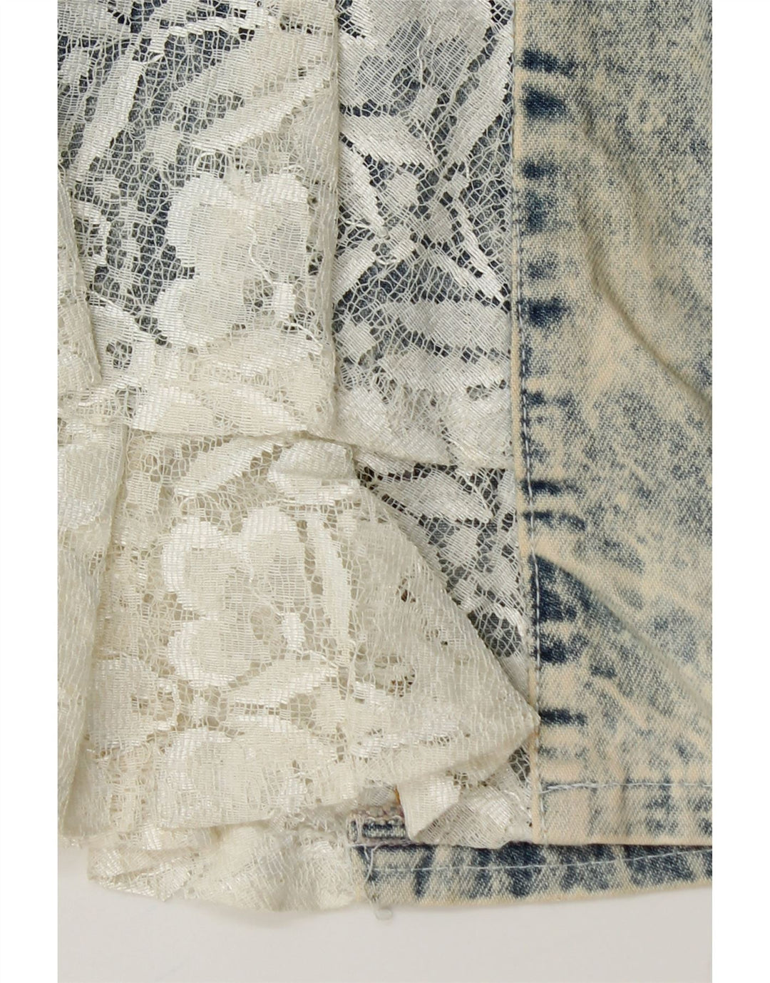 VINTAGE Dame Denim Trompet Nederdel IT 42 Medium W26 Blue Floral