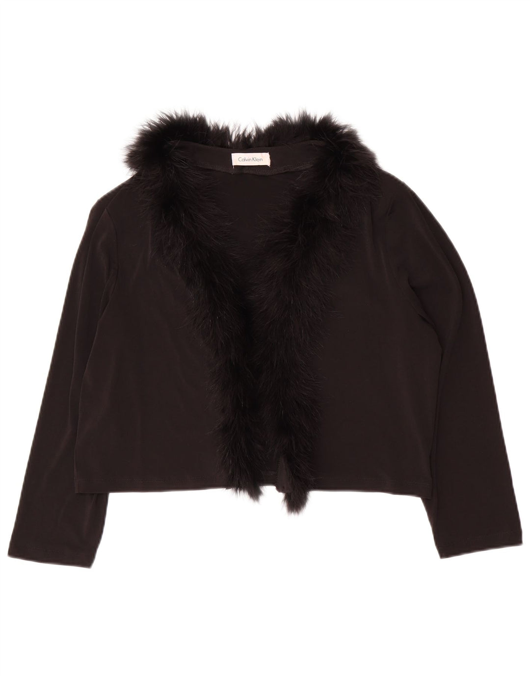 CALVIN KLEIN Dame 3/4 ærmet Bolero Top UK 14 Large Black Polyester