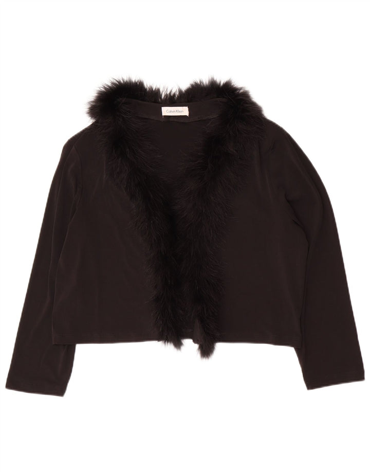 CALVIN KLEIN Dame 3/4 ærmet Bolero Top UK 14 Large Black Polyester