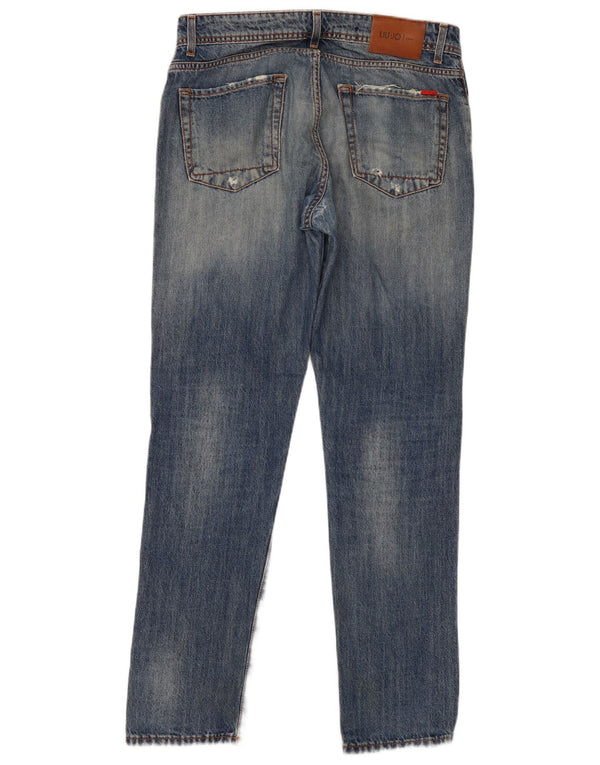 Liu Jo Mens Distressed Regular Slim Jeans W34 L32 Blå Bomuld