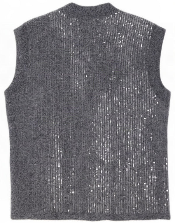 Zara Dame Oversized Ærmeløs cardigan sweater UK 10 Small Blue