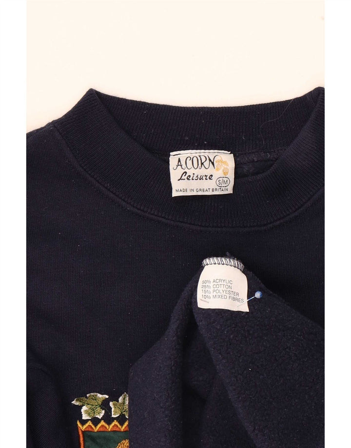 Acorn Womens Grafisk Oversized Sweatshirt Jumper UK 10 Small Navy Blue