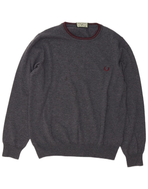 Fred Perry Herre trøjetrøje med rund hals 2XL grå uld