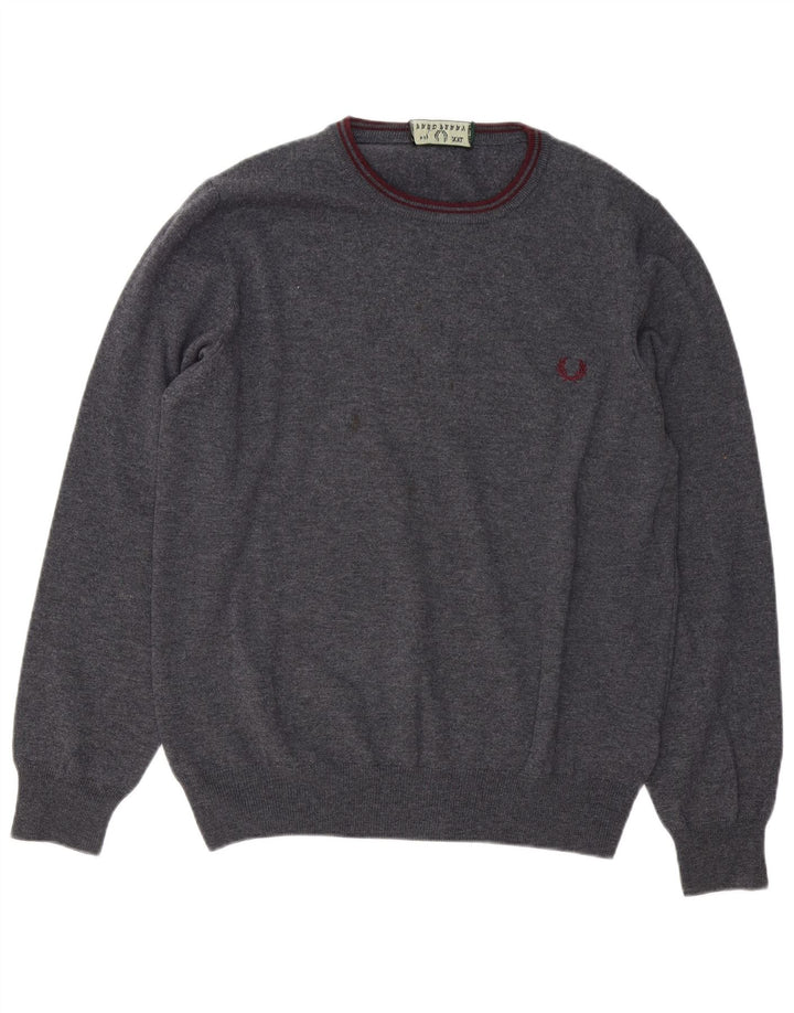 Fred Perry Herre trøjetrøje med rund hals 2XL grå uld