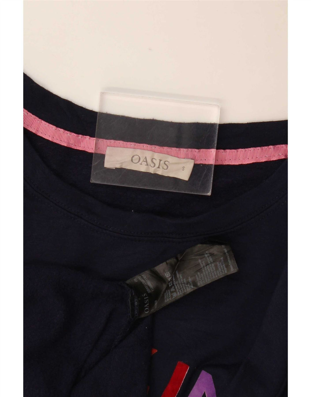 Oasis Womens Grafisk Oversized Sweatshirt Jumper UK 10 Small Navy Blue
