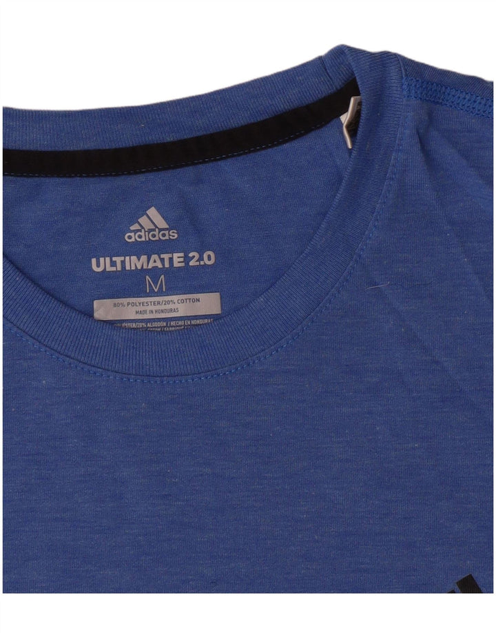 Adidas Dame T-Shirt Top UK 12 Medium Blue Flecked Polyester