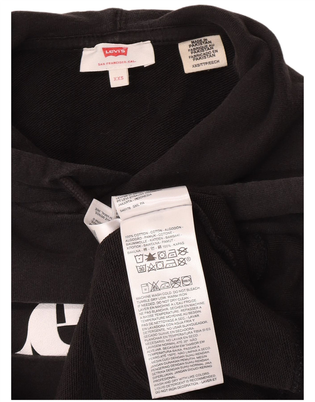 Levi's Grafisk hættetrøje til mænd 2XS sort bomuld