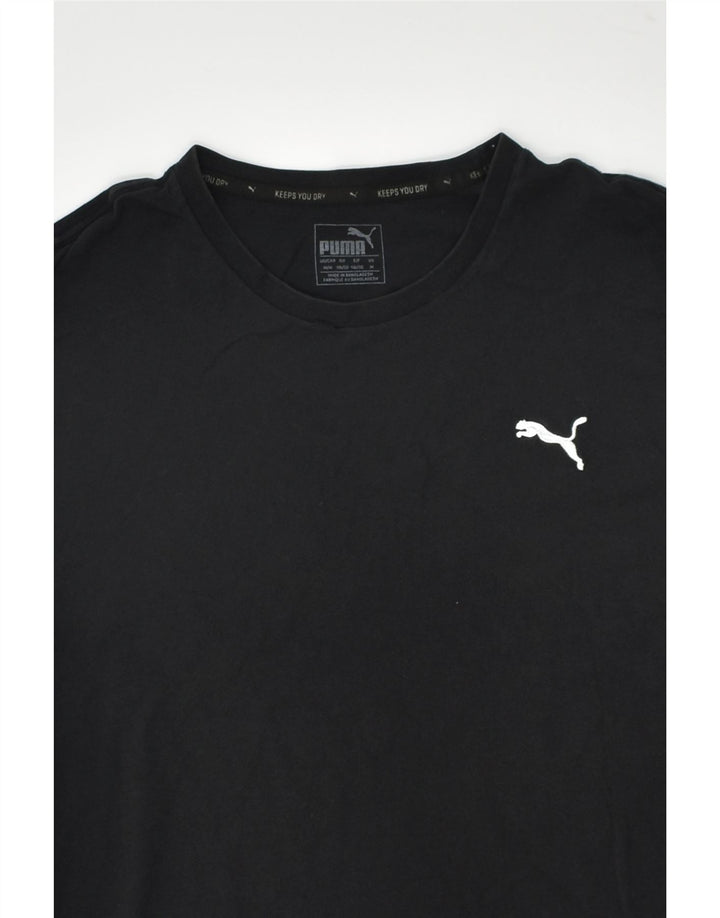 PUMA Mens T-Shirt Top Medium Black Cotton | Vintage Puma | Thrift | Second-Hand Puma | Used Clothing | Messina Hembry 
