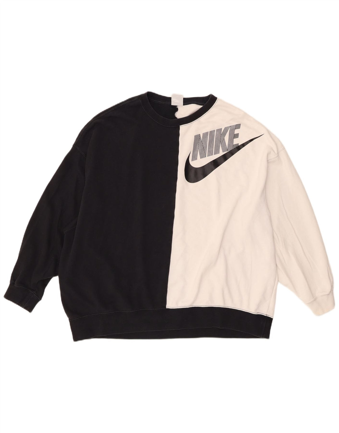 Nike Graphic Sweatshirt Jumper UK 10 Small Black Colourblock