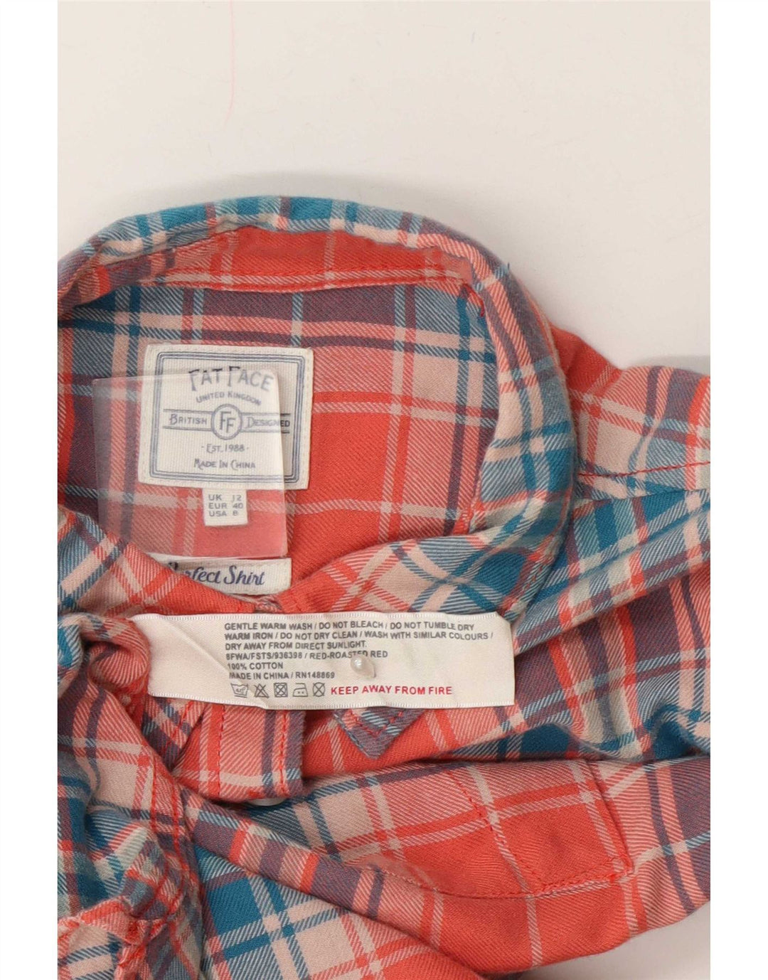Fat Face Dame Flanell Shirt UK 12 Medium Rød Plaid Bomuld
