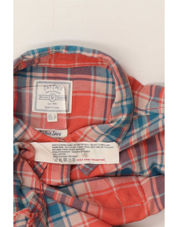 Fat Face Dame Flanell Shirt UK 12 Medium Rød Plaid Bomuld