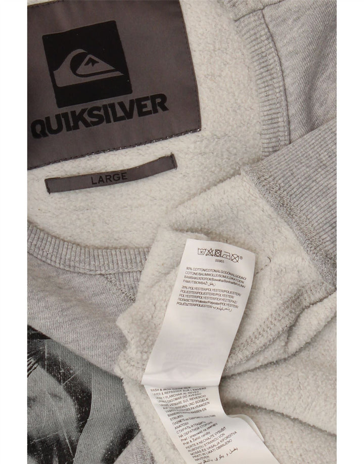 Quiksilver Herre grafisk sweatshirt jumper stor grå bomuld
