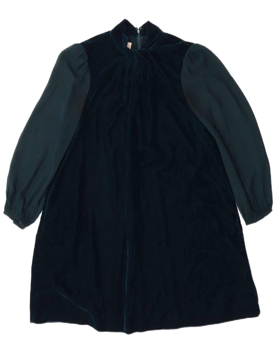 HOBBS Dame Oversized Velour A-Line Kjole UK 10 Small Green Colourblock