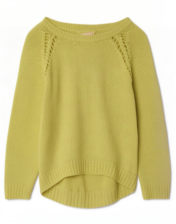 Zara Dame Boat Neck Jumper Sweater UK 14 Medium Grøn Akryl