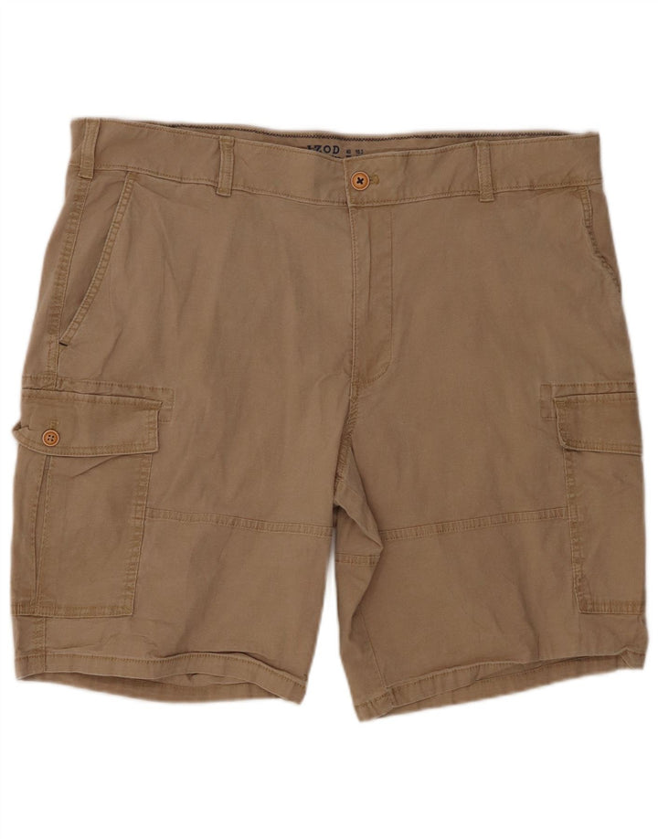 IZOD Herre Salt Water Cargo Shorts W40 XL Beige Bomuld