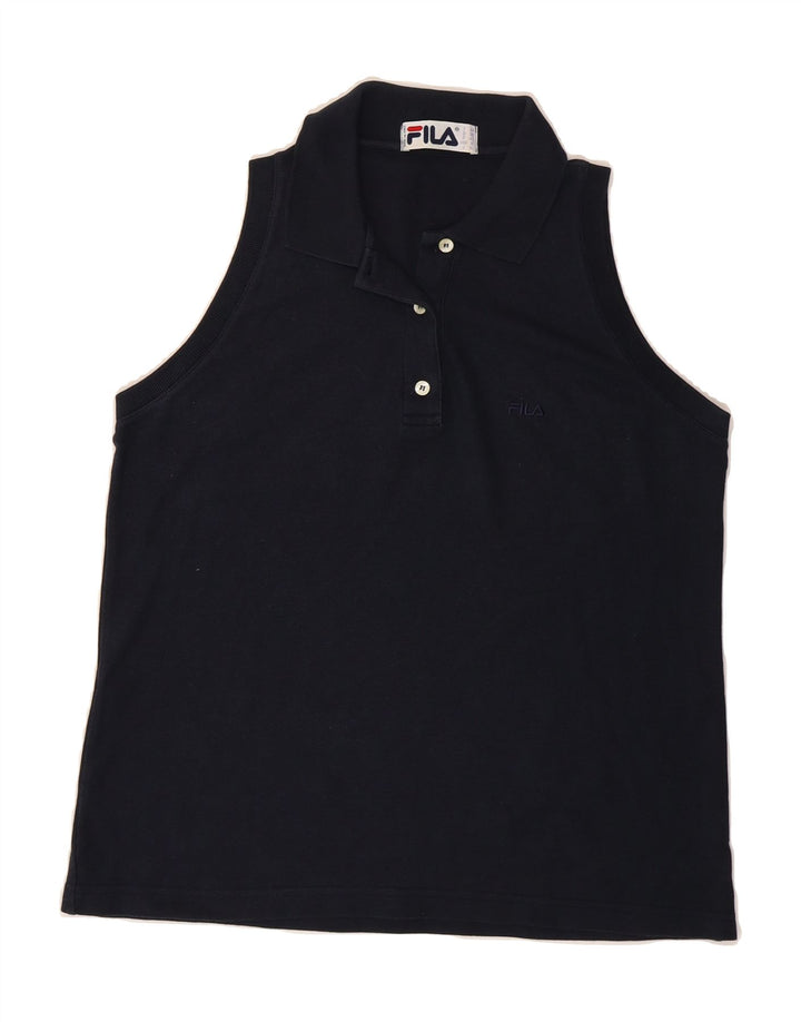 FILA Womens Sleeveless Polo Shirt IT 44 Medium Navy Blue Cotton Vintage Fila and Second-Hand Fila from Messina Hembry 