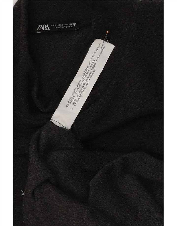 Zara Dame Jumper Dress UK 16 Large Grå Polyester