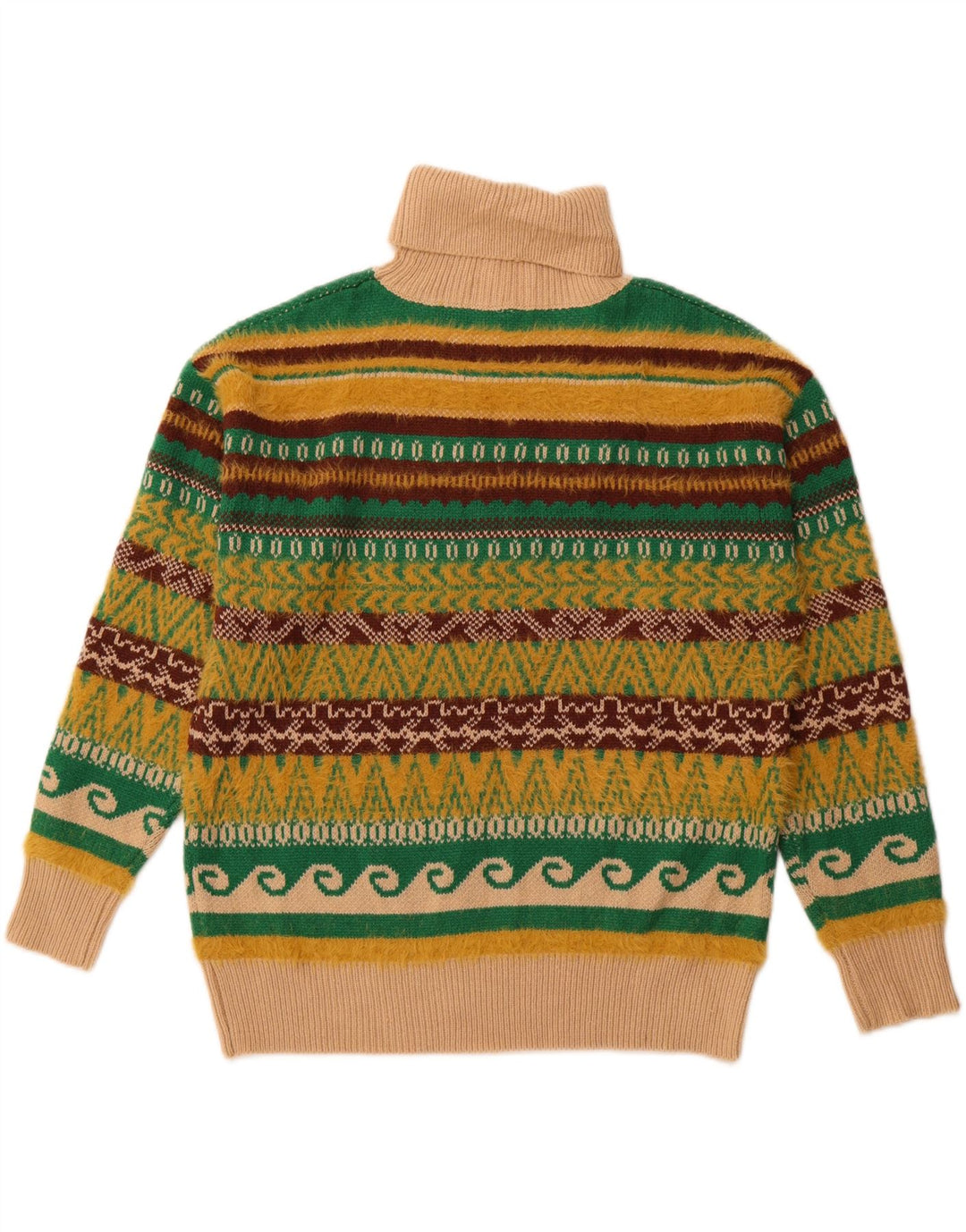 VINTAGE Herre rullehals sweater Stor flerfarvet Fair Isle