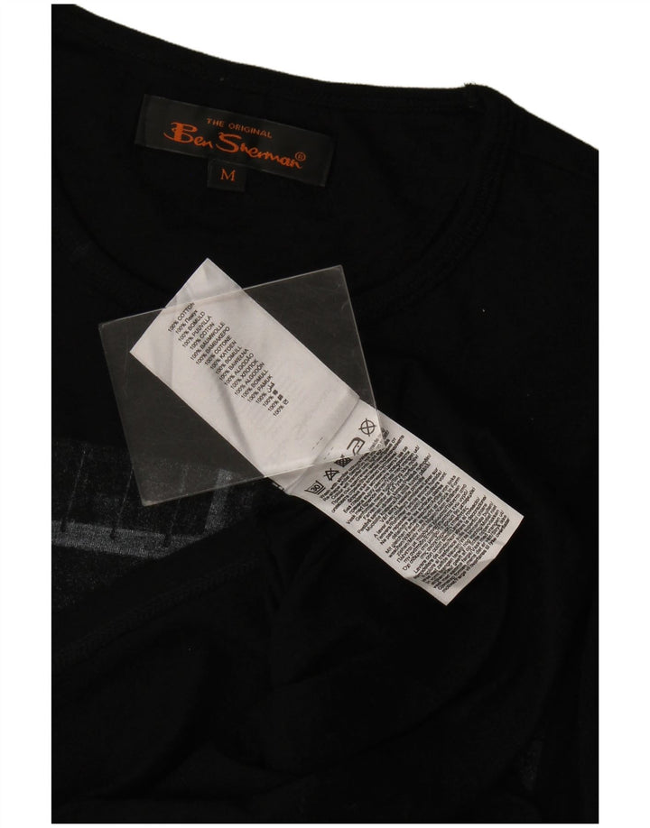 Ben Sherman Herre grafisk T-shirt Top Medium Sort Bomuld