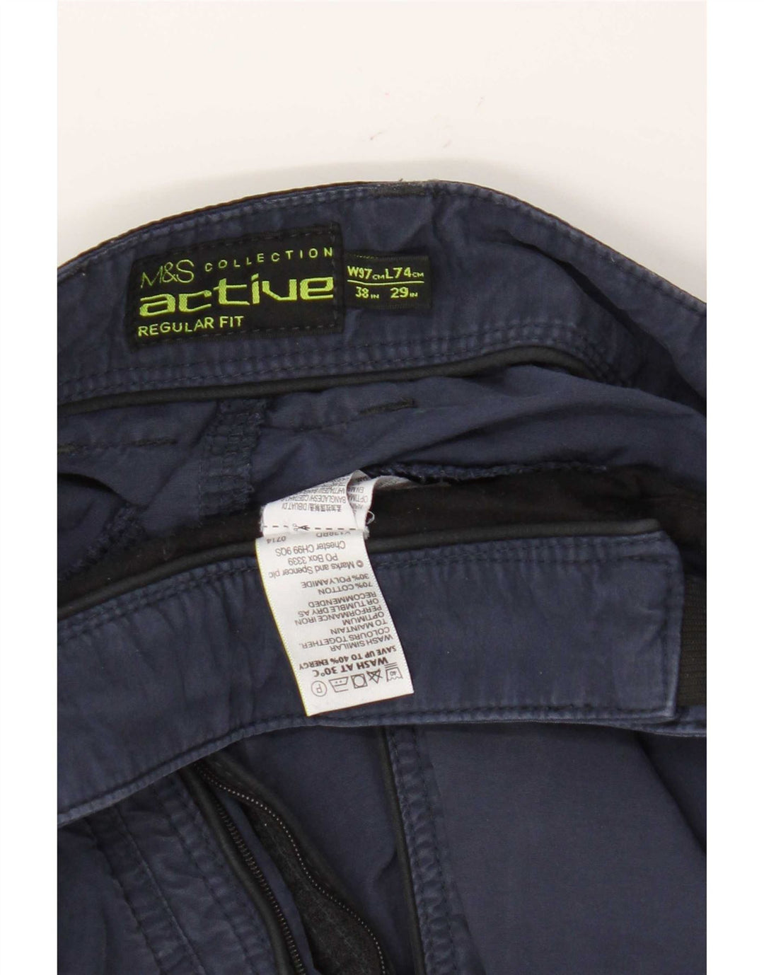 Marks & Spencer Herre Lige Regular Fit Cargo Bukser W38 L29 Marineblå