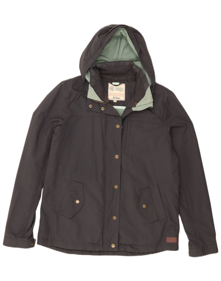 Fat Face Dame Hooded Windbreaker Jacket UK 12 Medium Grey Nylon