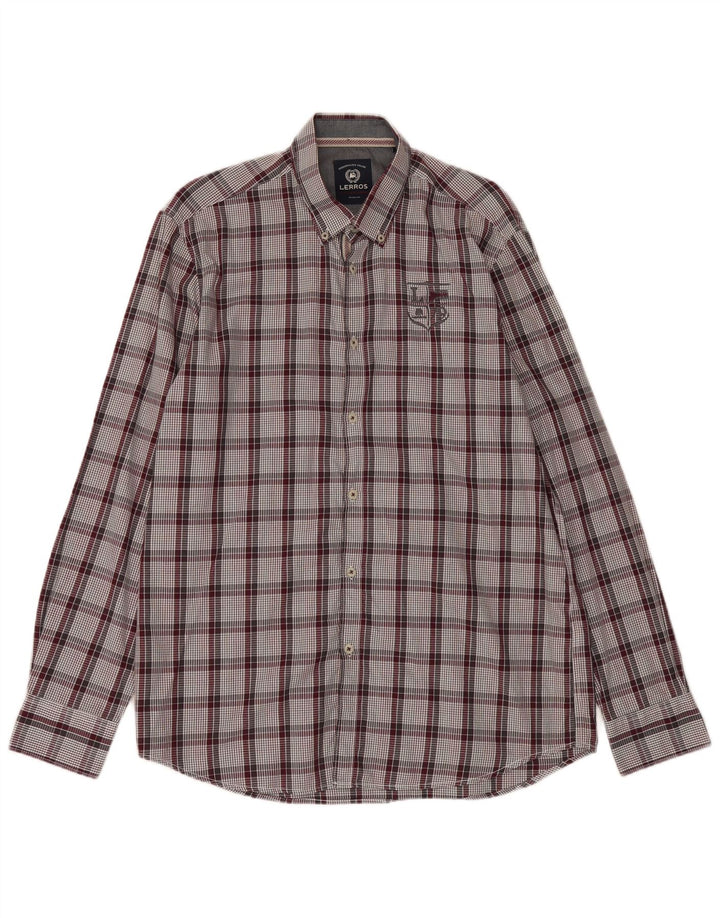 LERROS Mens Grant Fit Shirt Large Multicoloured Check Cotton