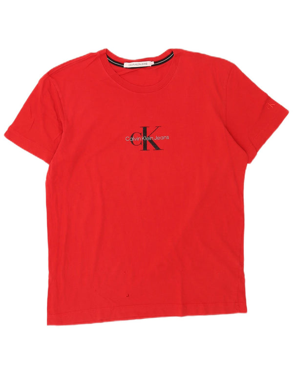 Calvin Klein Jeans Herre grafisk T-shirt Top Stor rød bomuld