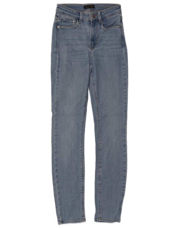 Massimo Dutti Dame Højtalje Skinny Jeans EU 34 2XS W24 L29 Blå Bomuld