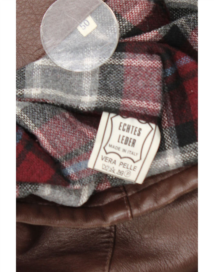 Vintage Herre Bælte Læderjakke EU 50 Stor Brun Læder