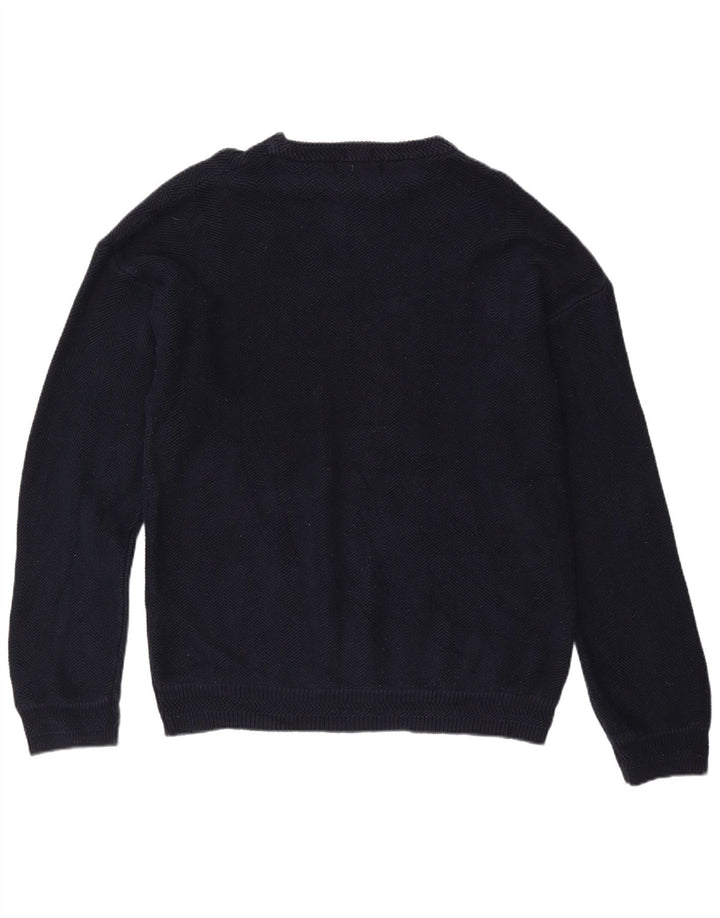 CHAPS RALPH LAUREN Herre Boat Neck Jumper Sweater XL Navy Blue Herringbone