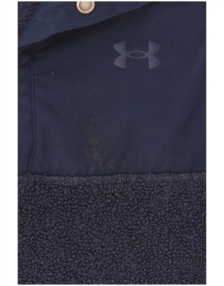 Under Armour Herre Button Neck Fleece Jumper Large Navy Blue Polyester