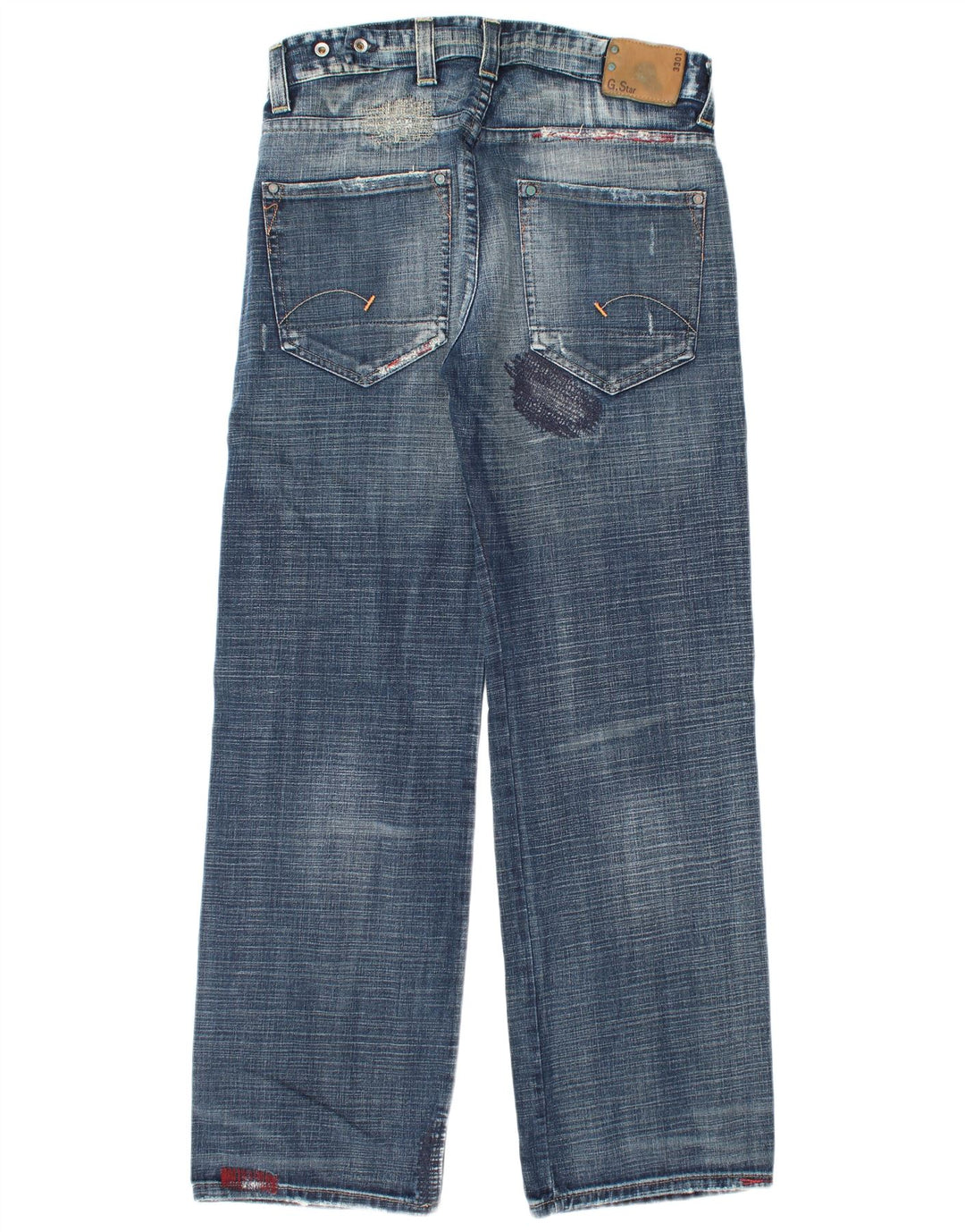 G-STAR Herre 3301 Distressed Straight Jeans W33 L34 Blå Bomuld