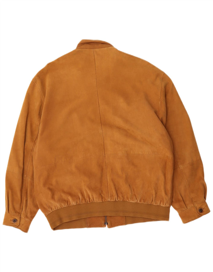 Daniel Hechter Herre Ruskind Bomber Jacket UK 40 Large Brown Læder