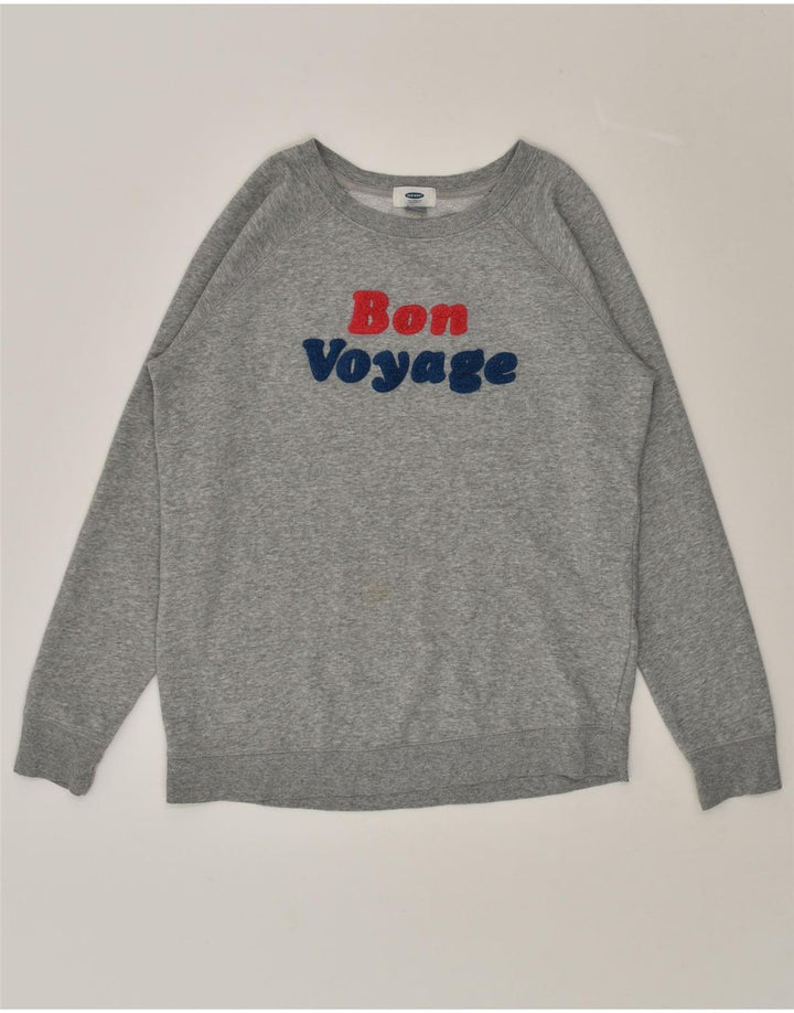 OLD NAVY Womens Graphic Sweatshirt Jumper UK 10 Small Grey Cotton | Vintage Old Navy | Thrift | Second-Hand Old Navy | Used Clothing | Messina Hembry 