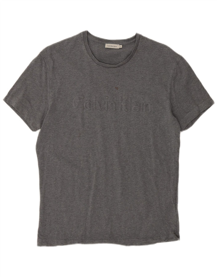 CALVIN KLEIN Mens Graphic T-Shirt Top Medium Grey Cotton