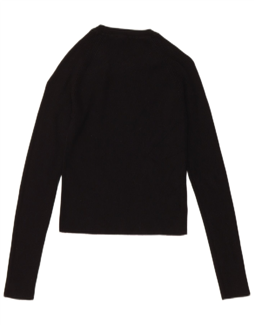 Zara Womens Crop Top Langærmet UK 14 Large Black Viscose