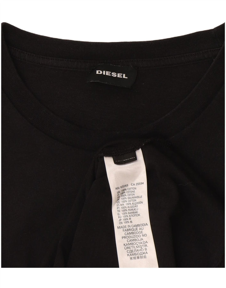 Diesel Herre Grafisk T-Shirt Top Stor Sort Bomuld