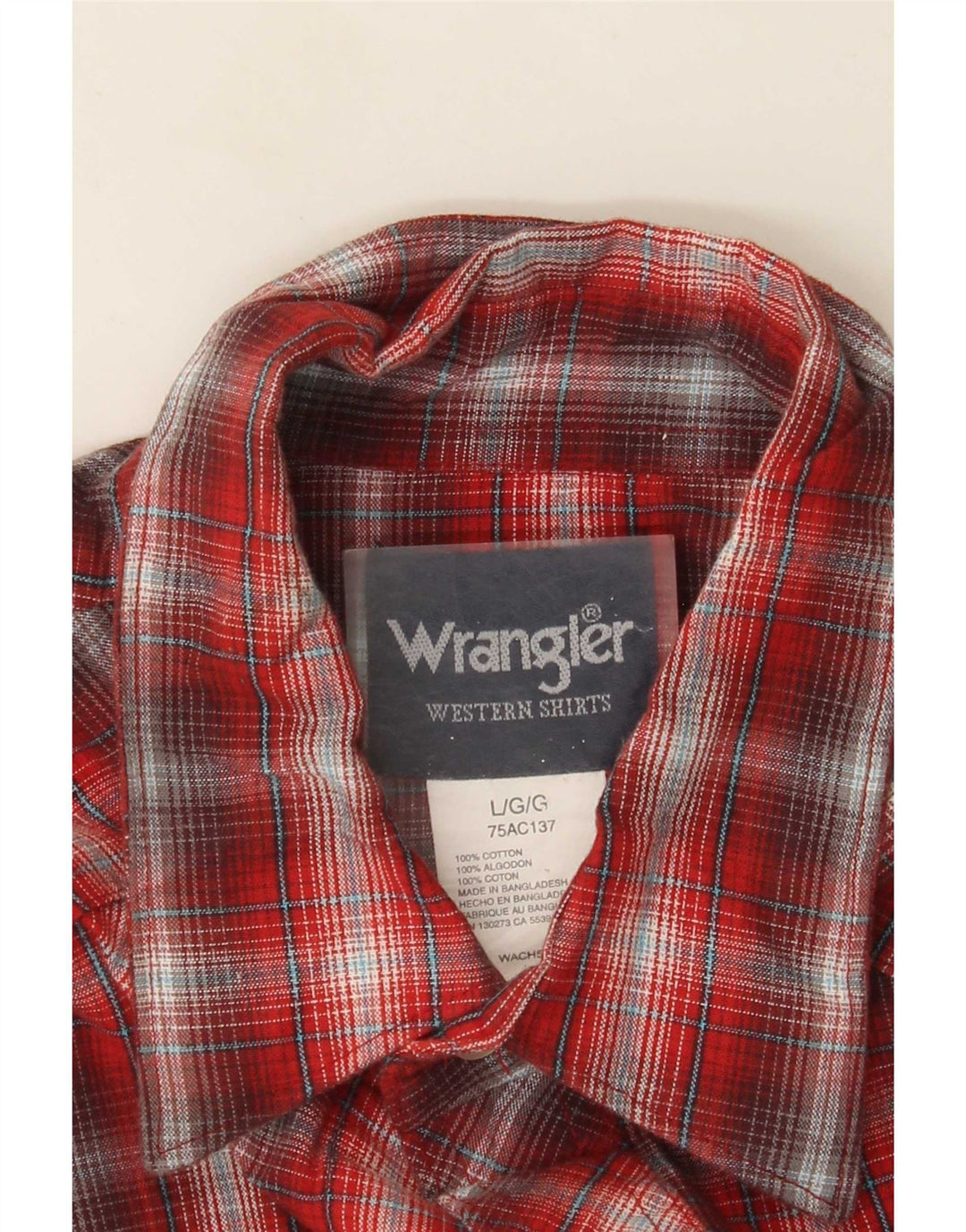 Wrangler Herre vestlig flannelskjorte stor rød ternet bomuld