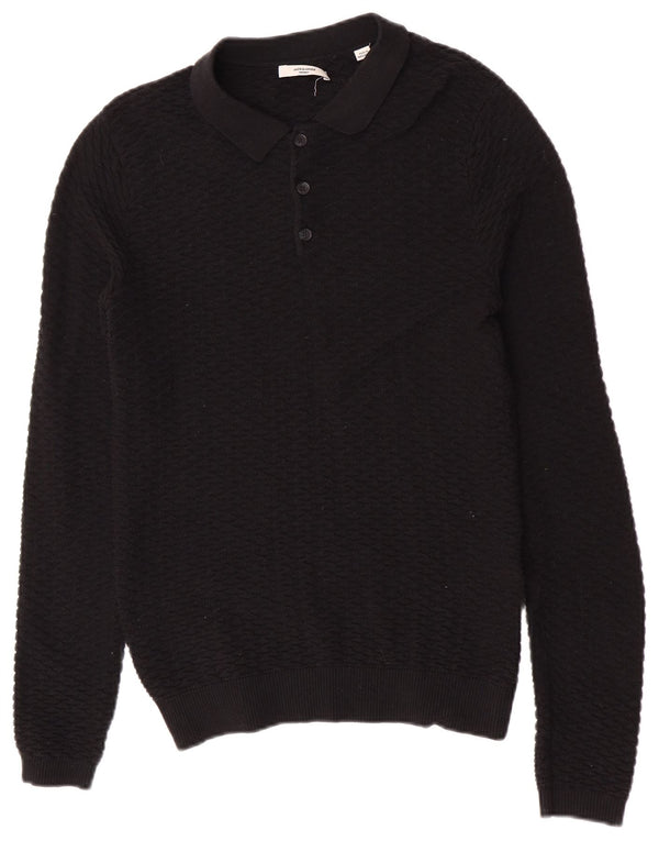 Jack & Jones Herre polo-hals sweater XS sort bomuld
