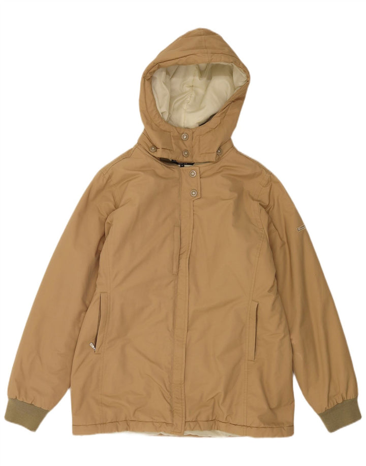 Champion Dame Hooded Windbreaker Jacket UK 14 Medium Beige Bomuld