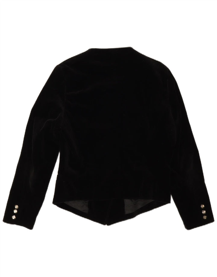 Benetton Dame 4 Button Velvet Blazer Jacket IT 44 Medium Sort