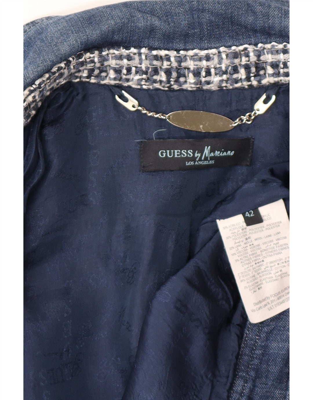 Guess By Marciano Kvinder abstrakt mønster bomberjakke IT 42 Medium Blue
