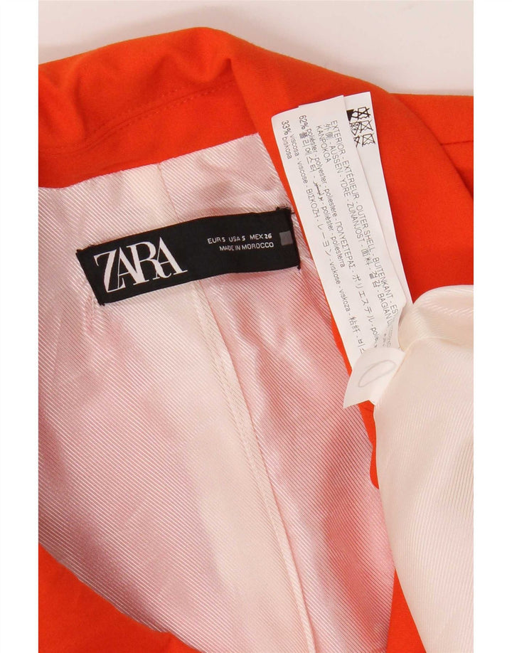 Zara Womens Longline vest UK 10 Small Orange Polyester