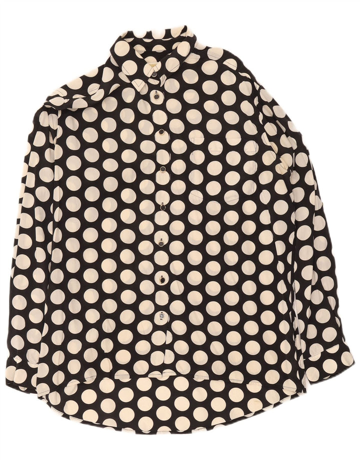 Michael Kors Dame Longline Oversized Shirt UK 10 Small Black Polka Dot