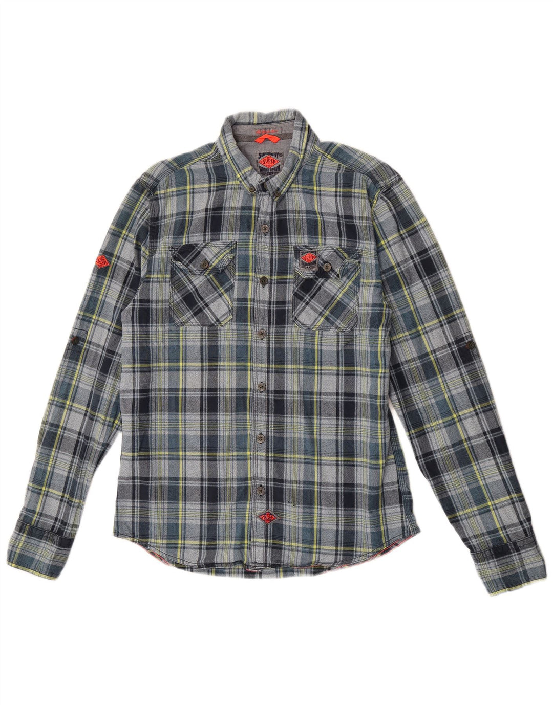 Superdry Flanelskjorte til mænd 2XL grå ternet bomuld