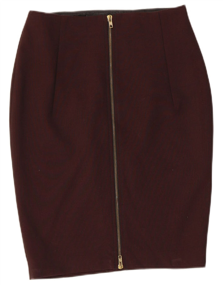 Zara Pencil Nederdel Medium W28 Maroon Viscose til kvinder